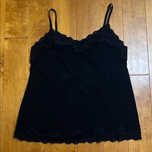 Lane Bryant Black Lace Trim Cami Top Size 18/20 Whimsigoth Grunge Layering